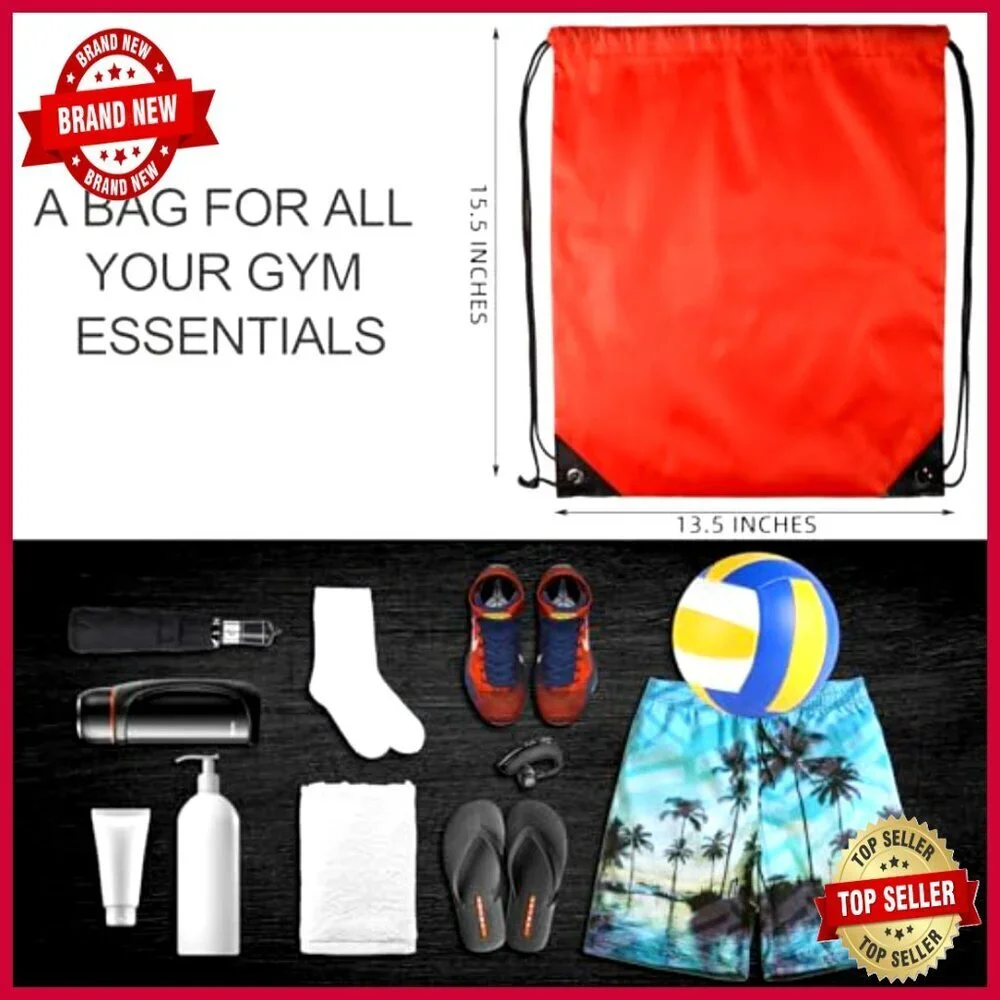 Nylon Drawstring Backpack Gym Bag Sport Travel Team 16.5x13.3